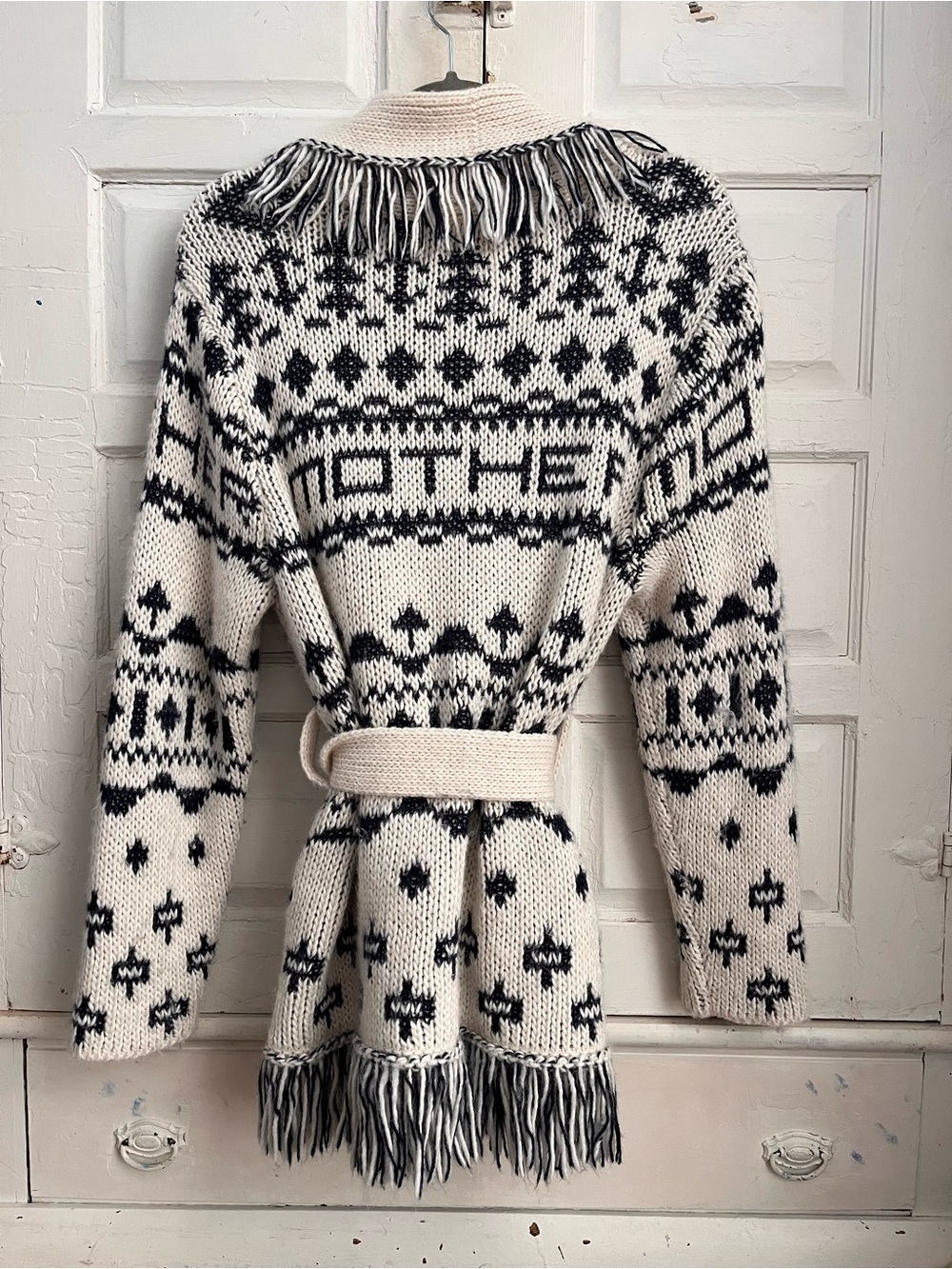 Mother - Fringed Knit Belted Cardigan Sweater - XS fits like a Medium
